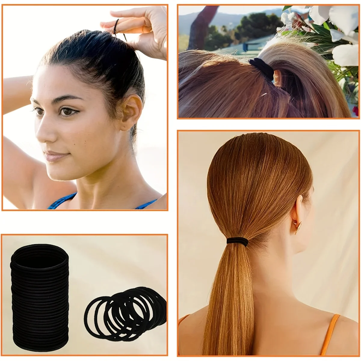 20/30/50/100pcs Women Hair Accessories Black Simple Girl Elastic Hair Ropes Durable Hair Rings Casual Ponytail Hair Scrunchies