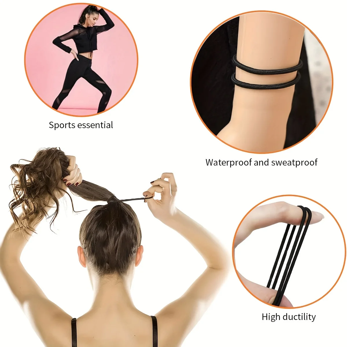 20/30/50/100pcs Women Hair Accessories Black Simple Girl Elastic Hair Ropes Durable Hair Rings Casual Ponytail Hair Scrunchies