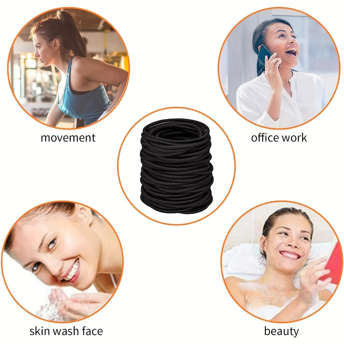 20/30/50/100pcs Women Hair Accessories Black Simple Girl Elastic Hair Ropes Durable Hair Rings Casual Ponytail Hair Scrunchies
