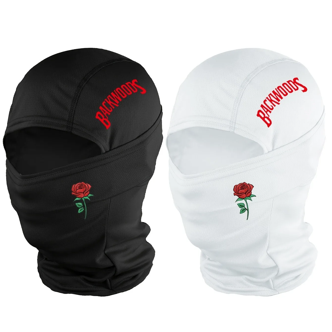1pc/2pcs optional - Rose BackWOODS printed balaclava hat windproof dustproof breathable - unisex outdoor sports full face mask