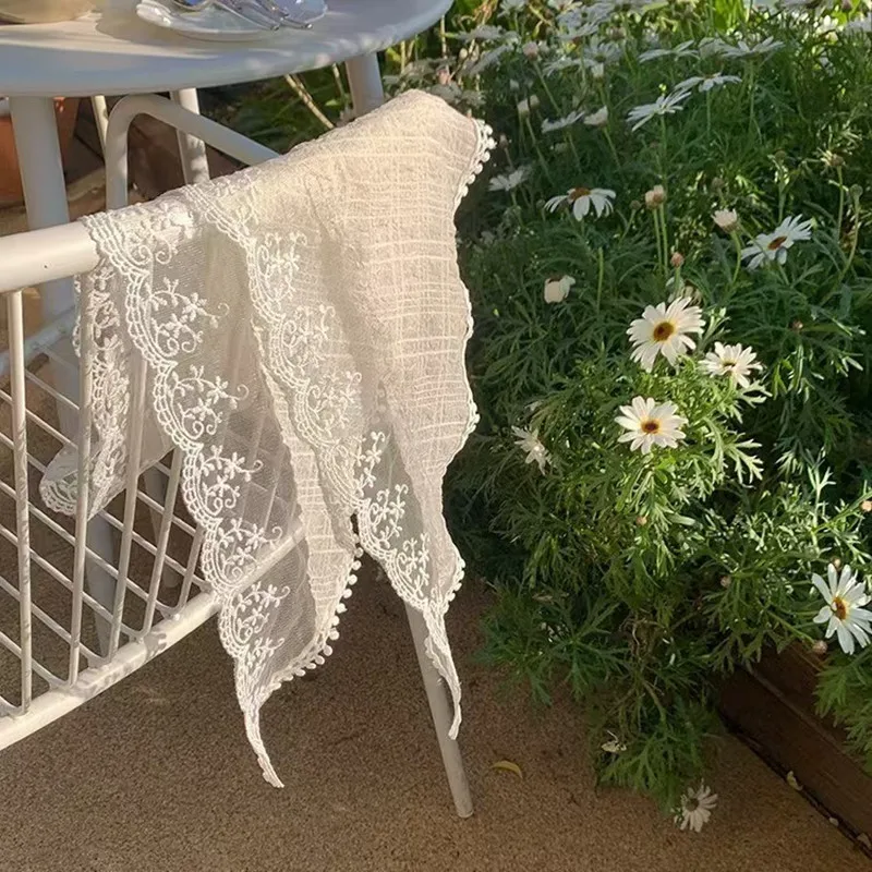 French Chic Alice White Lace Triangle Hair Wrap Fashion Accessory 