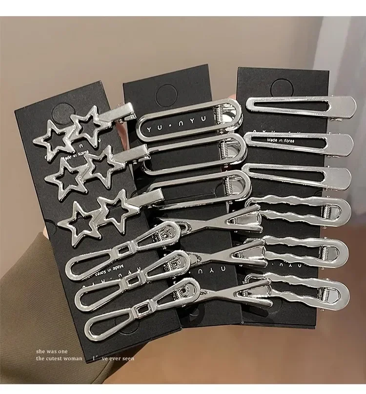 3Pcs/Set Sweet Fashion Metal Hairpin Non Slip Hairpin Geometric Hollow Hair Pin Women Barrettte Hair Clip