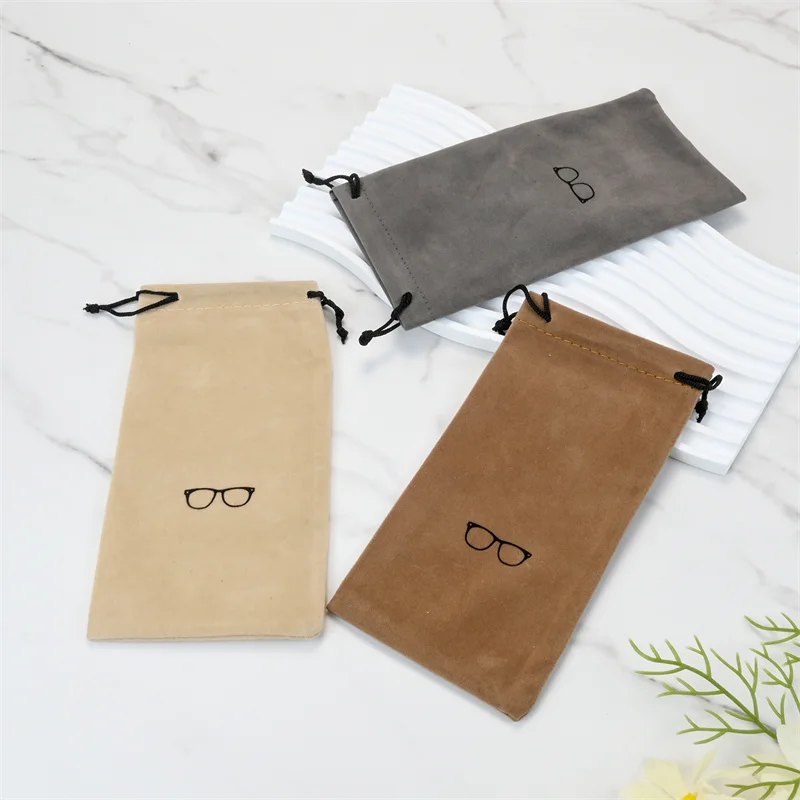 Fashion Portable Glasses Case Eyewear Accessories Soft Eyeglasses Bag Sunglasses Bags Solid Color Drawstring Pouch Bags
