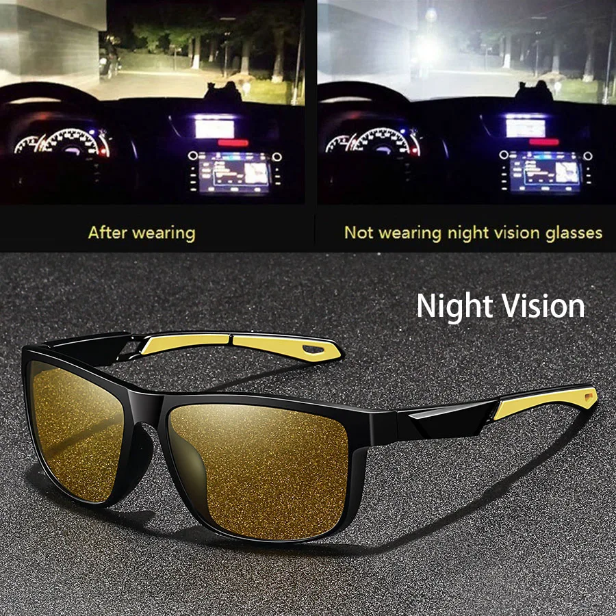 Fashion Vintage Square Frame Unisex Night Vision Glasses Reduce Visual Fatigue Lenses Anti-Glare Anti-Reflective Eyewear