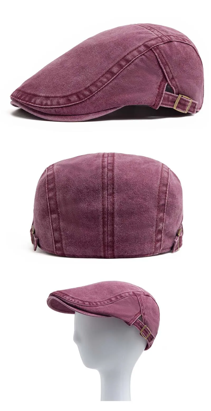Hot sale Vintage Painter Beret Unisex Fashion Flat Visor Cap Casual Autumn Retro Cotton Solid Newsboy Hat Summer Adjustable