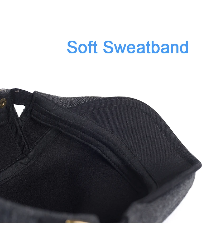 Big Size Winter Newsboy Cap Men Wool Thick Warm Vintage Herringbone Casual Stripe Berets Gatsby Flat Hat Peaked Cap Adjustable