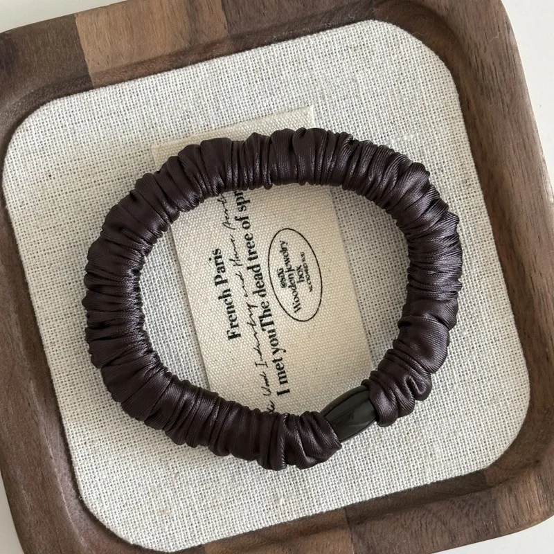 Fashion Elastic Silk Scrunchie For Women Solid Color Satin Hair Rubber Bands Girls Black Silk Hair Tie white chouchou soie