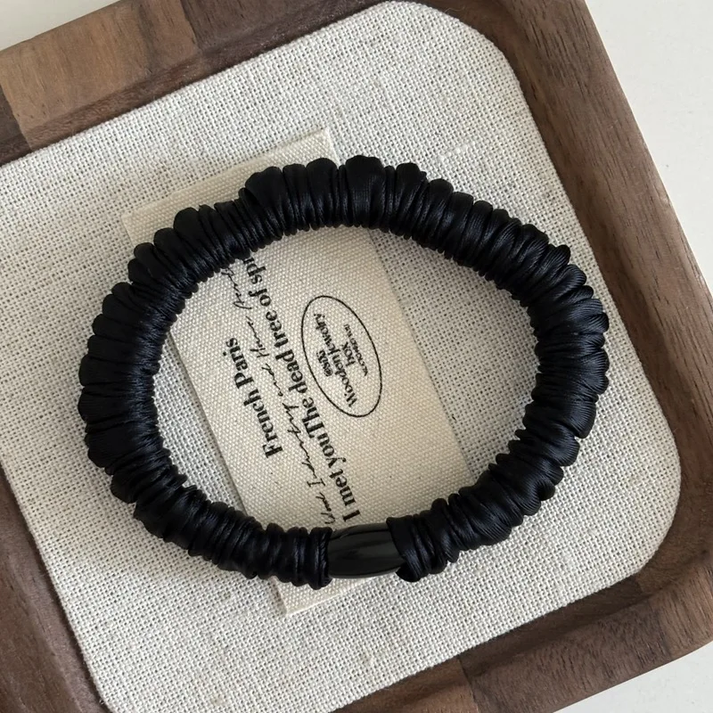 Fashion Elastic Silk Scrunchie For Women Solid Color Satin Hair Rubber Bands Girls Black Silk Hair Tie white chouchou soie