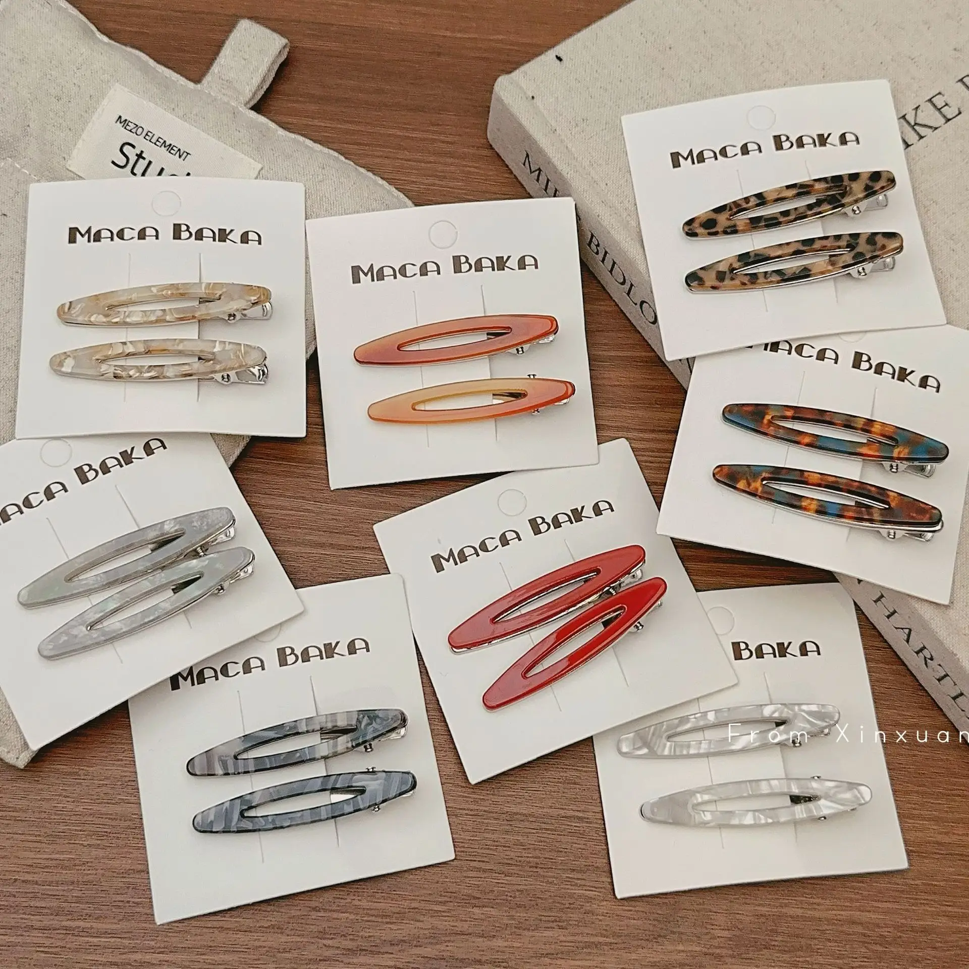 2pcs/set Acetate Hair Clips Hollowed Oval Geometric Barrettes Side Pins Hairpin Women Hair Accessories