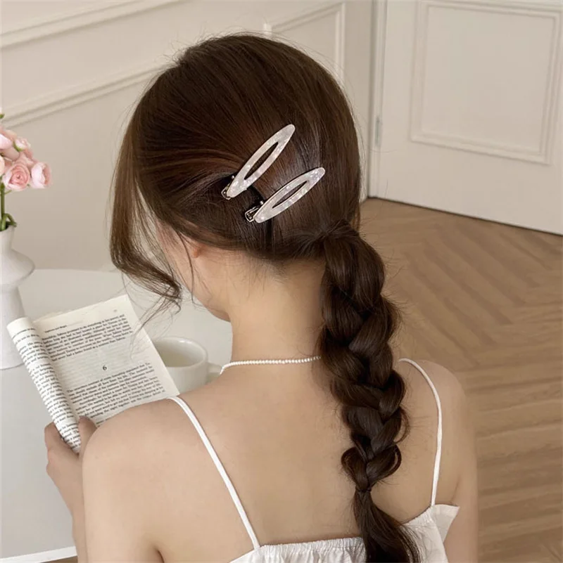 2pcs/set Acetate Hair Clips Hollowed Oval Geometric Barrettes Side Pins Hairpin Women Hair Accessories