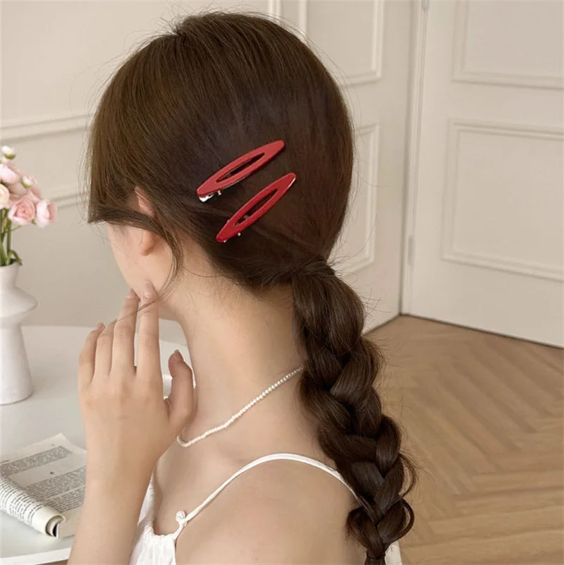 2pcs/set Acetate Hair Clips Hollowed Oval Geometric Barrettes Side Pins Hairpin Women Hair Accessories