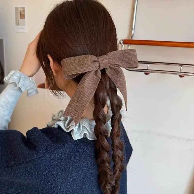 Korean Knitted Woolen Bow Hair Clips Spring Clips Women Temperament Barrettes Female Party Hairpins Hair Decorate Accessories