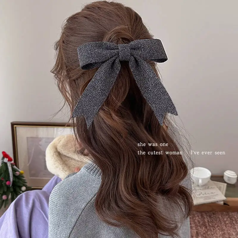 Korean Knitted Woolen Bow Hair Clips Spring Clips Women Temperament Barrettes Female Party Hairpins Hair Decorate Accessories