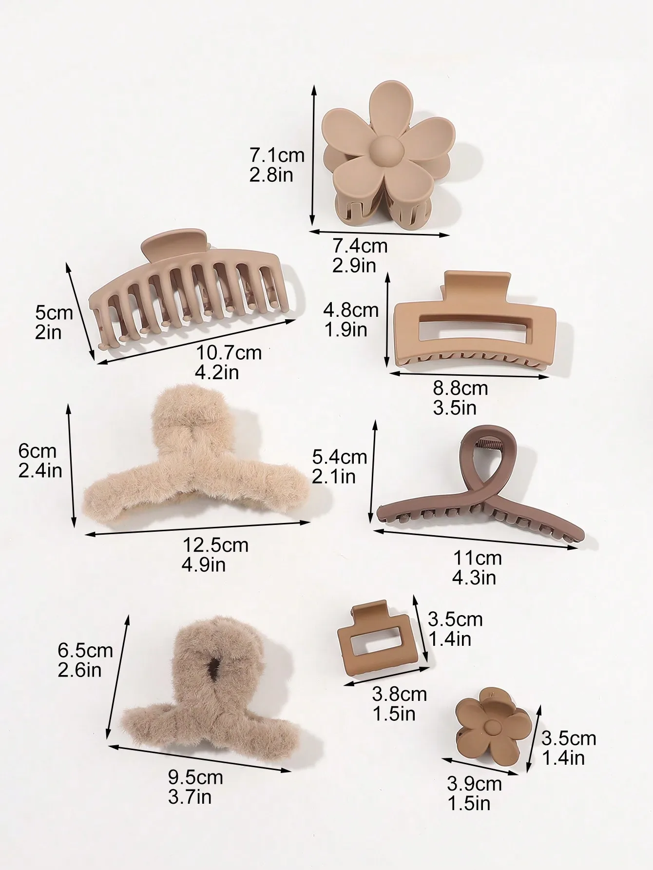 8Pcs Autumn Winter Pink Fashion Hair Accessories for Women 4.9Inch Large Hair Claw Clips,Matte Banana Clip,Strong Hold Jaw Clip