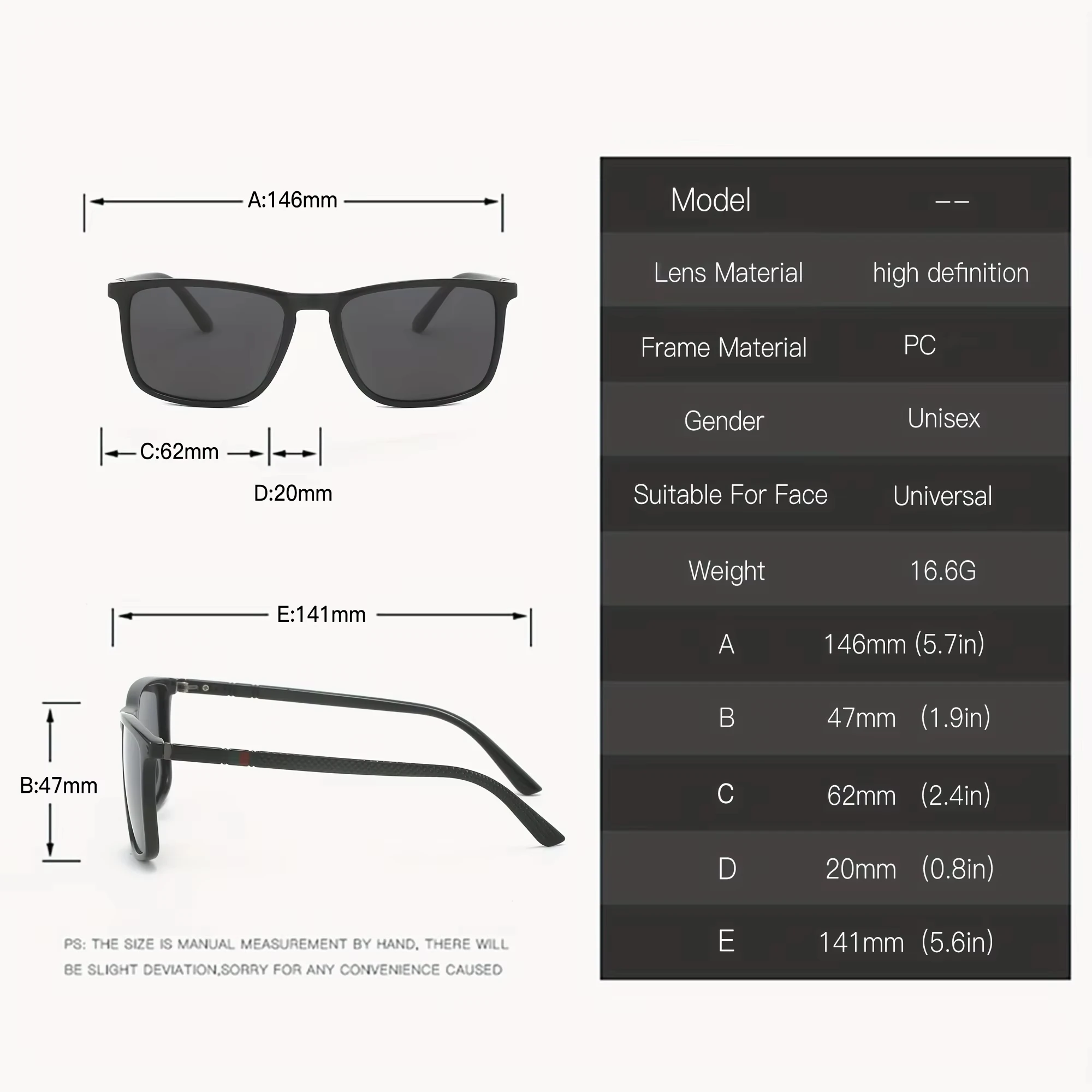 2025 Square Polarized Protective Sunglasses Anti Glare Sun Shades For Summer Party Vacation Travel Driving Fishing UV400