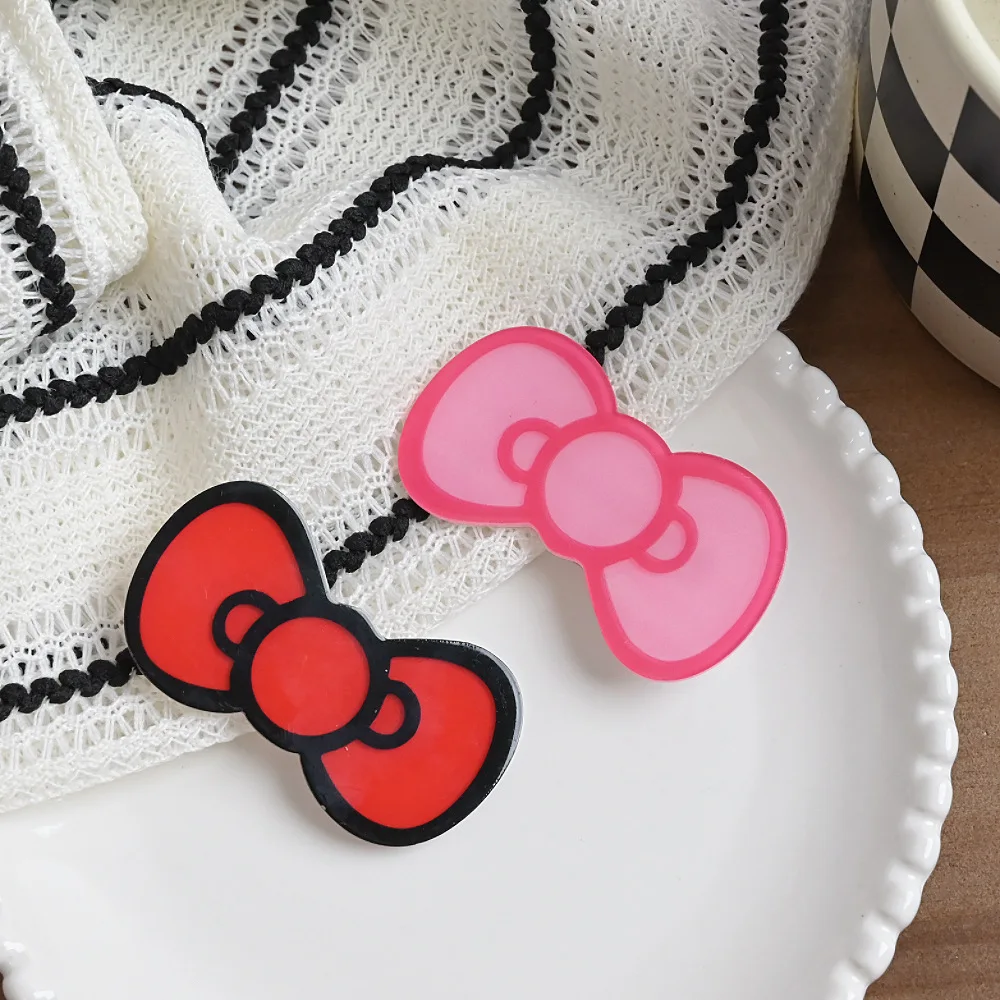 Japanese New Trend Alloy Resin Cartoon Bow Hair Clip Student Party Kawaii Hair Accessories Women's Cute Side Clip Duckbill Clip