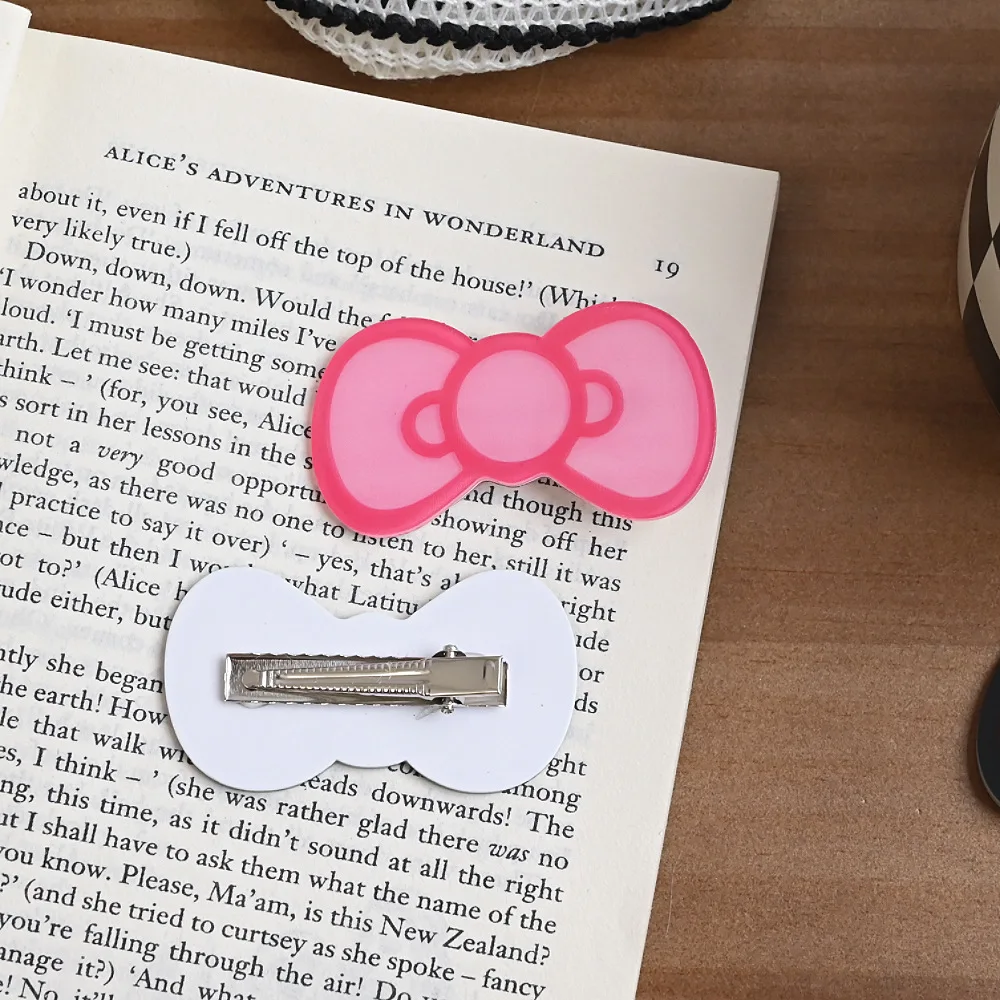 Japanese New Trend Alloy Resin Cartoon Bow Hair Clip Student Party Kawaii Hair Accessories Women's Cute Side Clip Duckbill Clip