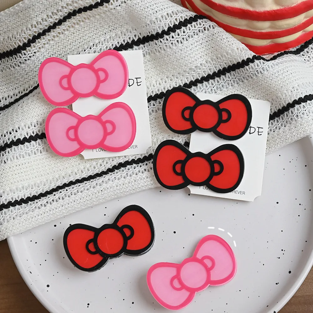 Japanese New Trend Alloy Resin Cartoon Bow Hair Clip Student Party Kawaii Hair Accessories Women's Cute Side Clip Duckbill Clip