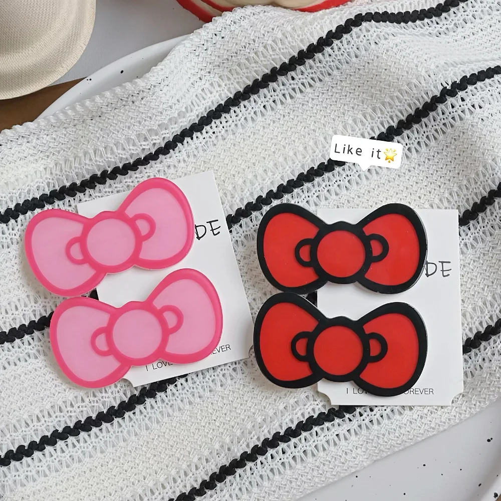 Japanese New Trend Alloy Resin Cartoon Bow Hair Clip Student Party Kawaii Hair Accessories Women's Cute Side Clip Duckbill Clip