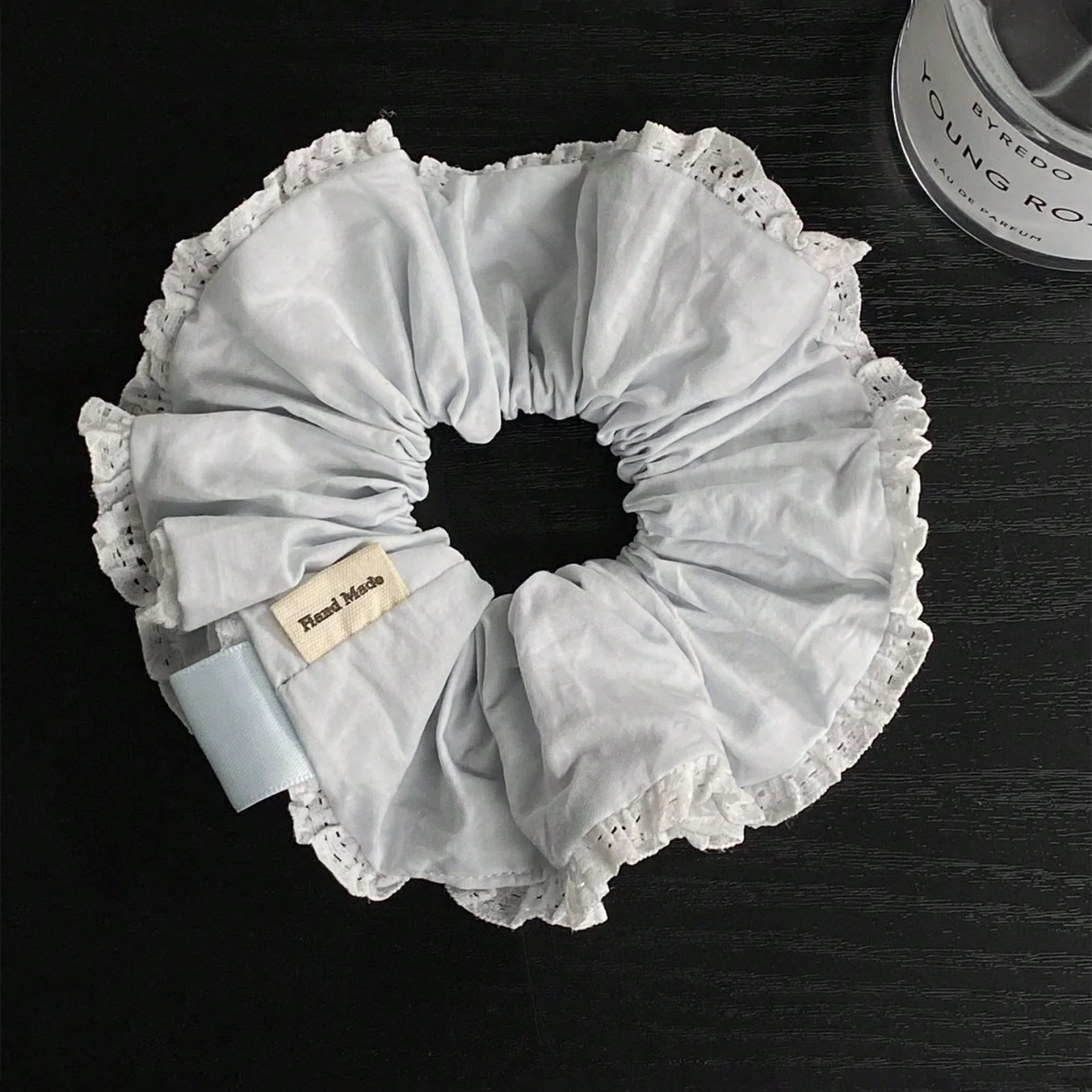 1Pc Women's Elegant Soft Light Blue Solid Hair Scrunchie, Korean Ins Minimalist Fashion Versatile Cute Hair Tie Scarf, Daily