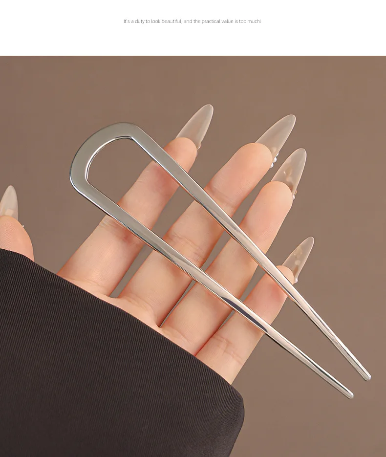 U-Shaped Hair Fork Fashion Alloy Hairpin Gold Silver Black Color Metal Hairpin Geometric Design Headwear Hair Sticks Women Girls