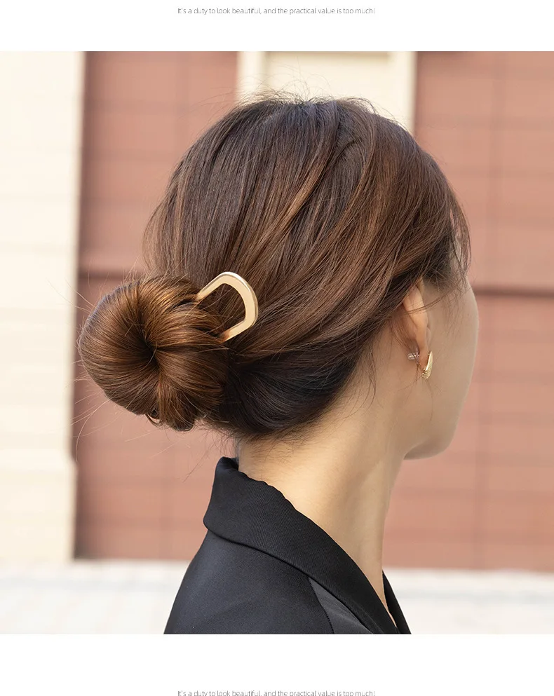 U-Shaped Hair Fork Fashion Alloy Hairpin Gold Silver Black Color Metal Hairpin Geometric Design Headwear Hair Sticks Women Girls