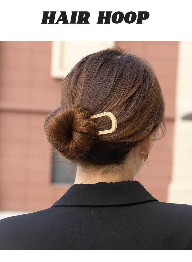U-Shaped Hair Fork Fashion Alloy Hairpin Gold Silver Black Color Metal Hairpin Geometric Design Headwear Hair Sticks Women Girls