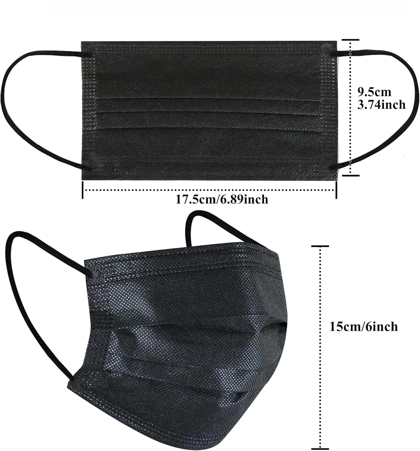 Thickened Black Disposable Protective Mask - 3-Layer Breathable and Comfortable, with Adjustable Ear Loops and a Secure Nose Pad - Affordable for Home Use, Can Be Purchased in Bulk, Ideal for Outdoor Activities, Home, Commuting, Office, School, Unisex