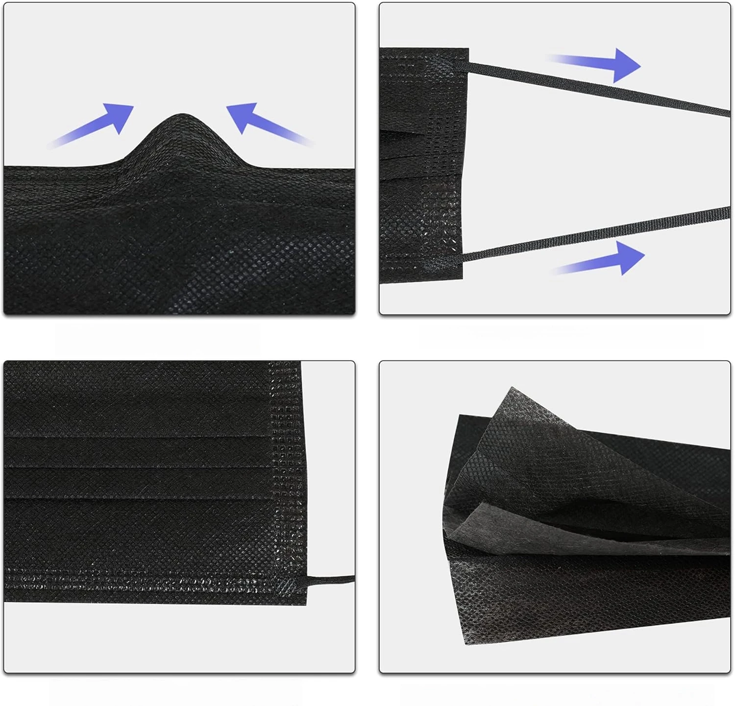 Thickened Black Disposable Protective Mask - 3-Layer Breathable and Comfortable, with Adjustable Ear Loops and a Secure Nose Pad - Affordable for Home Use, Can Be Purchased in Bulk, Ideal for Outdoor Activities, Home, Commuting, Office, School, Unisex