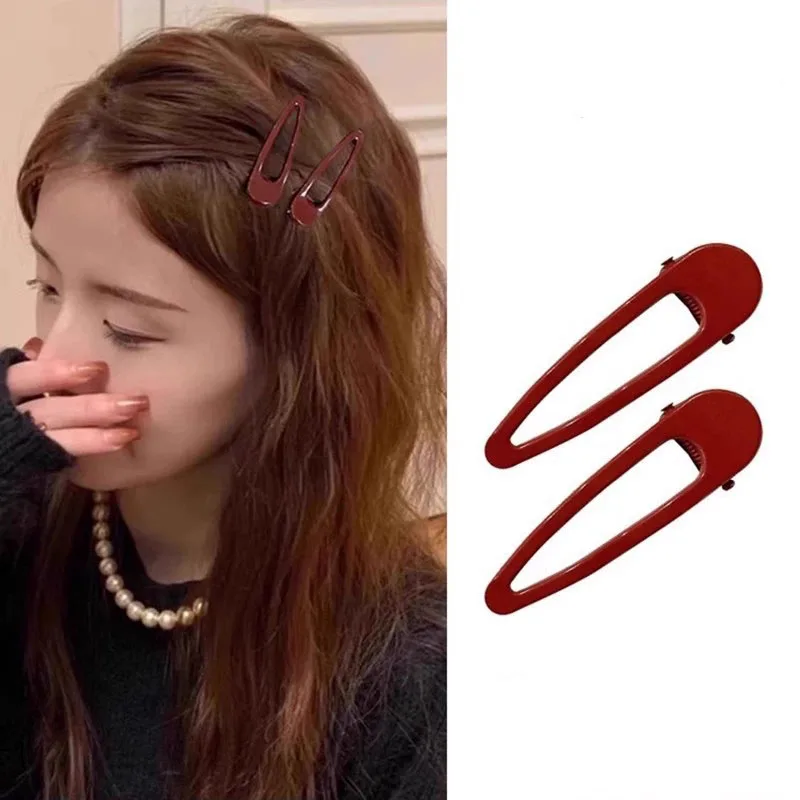 2Pcs Burgundy Hair Clips BB Clip Non-Slip Durable Rectangular Hair Claw Clips Elegant & Minimalist Hair Accessories for Braids