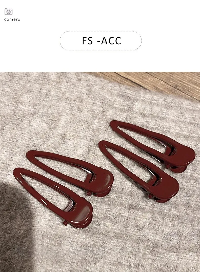 2Pcs Burgundy Hair Clips BB Clip Non-Slip Durable Rectangular Hair Claw Clips Elegant & Minimalist Hair Accessories for Braids
