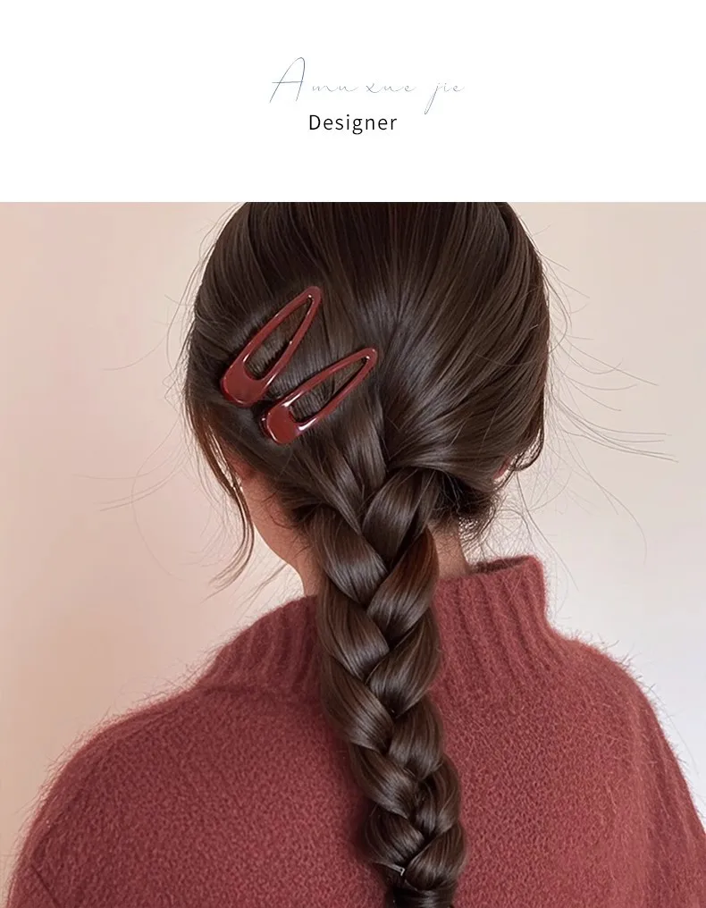 2Pcs Burgundy Hair Clips BB Clip Non-Slip Durable Rectangular Hair Claw Clips Elegant & Minimalist Hair Accessories for Braids