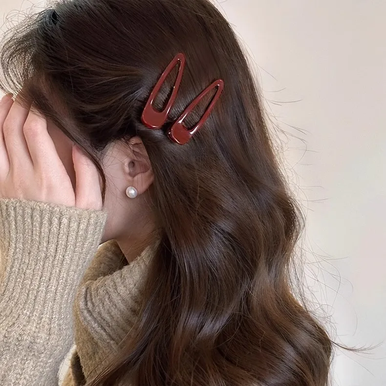 2Pcs Burgundy Hair Clips BB Clip Non-Slip Durable Rectangular Hair Claw Clips Elegant & Minimalist Hair Accessories for Braids