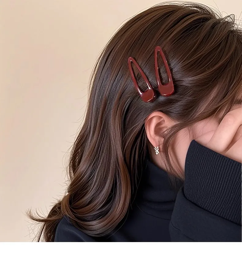 2Pcs Burgundy Hair Clips BB Clip Non-Slip Durable Rectangular Hair Claw Clips Elegant & Minimalist Hair Accessories for Braids