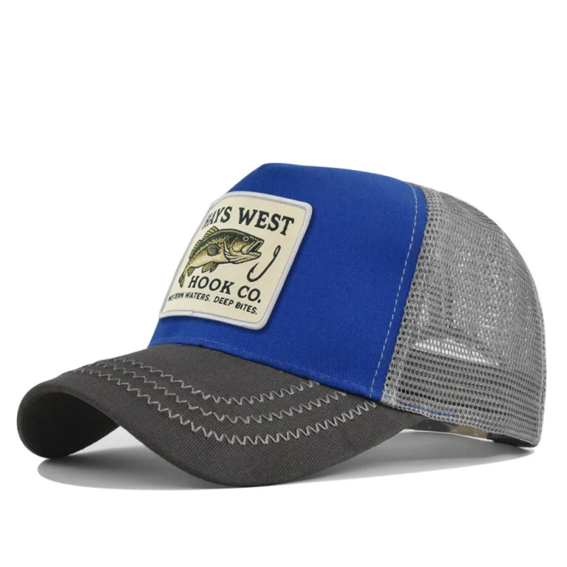 Man hat High Quality Fishing Cartoon Snapback Baseball Cap Hip Hop Dad Mesh Hat Trucker Hat Outdoor Sports Cycling Travel SunHat