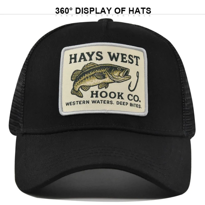 Man hat High Quality Fishing Cartoon Snapback Baseball Cap Hip Hop Dad Mesh Hat Trucker Hat Outdoor Sports Cycling Travel SunHat