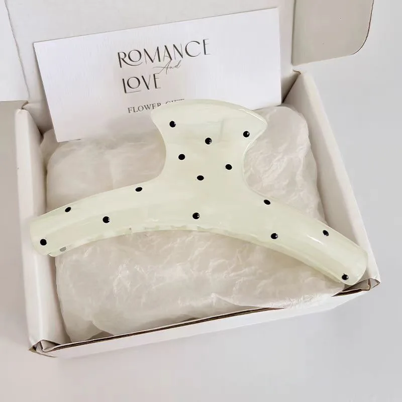 Korean Large Size Acrylic Dragon Bone Shark Hair Clip French Style Polka Point Arc Back of Head Hair Claw Clamp Hair Accessories