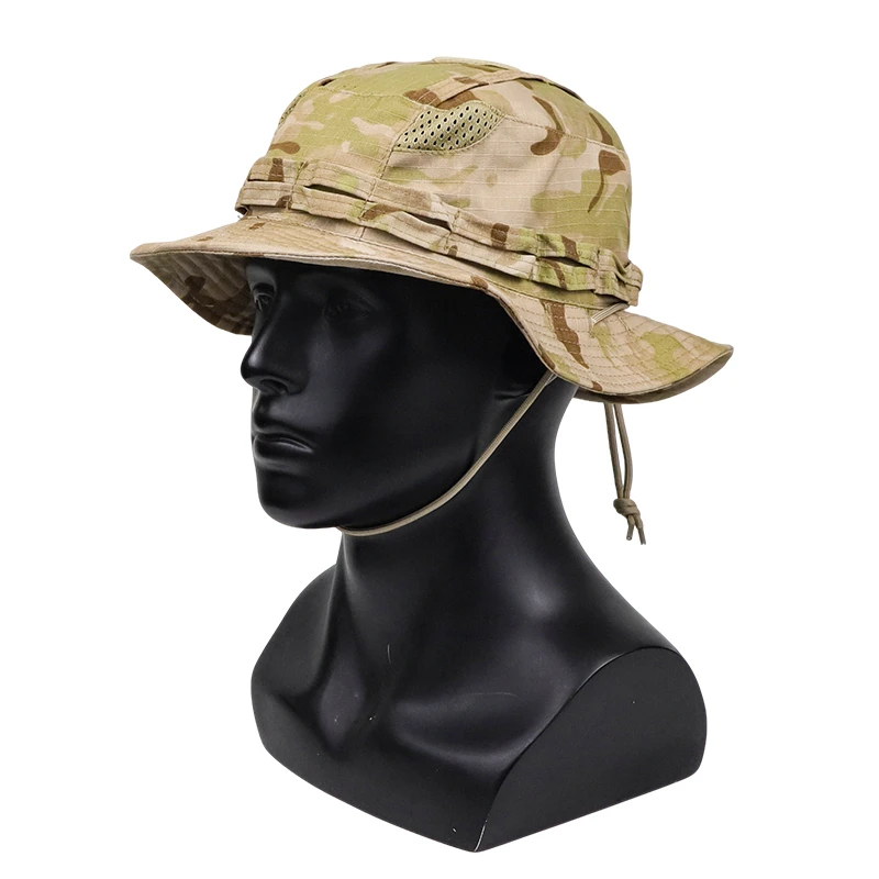 2026 New Camo Tactical Enthusiasts Square Pocket Bonnie Cap Outdoor Bucket Benny Hats Multicam Fishing Hiking Outdoor Sun Caps