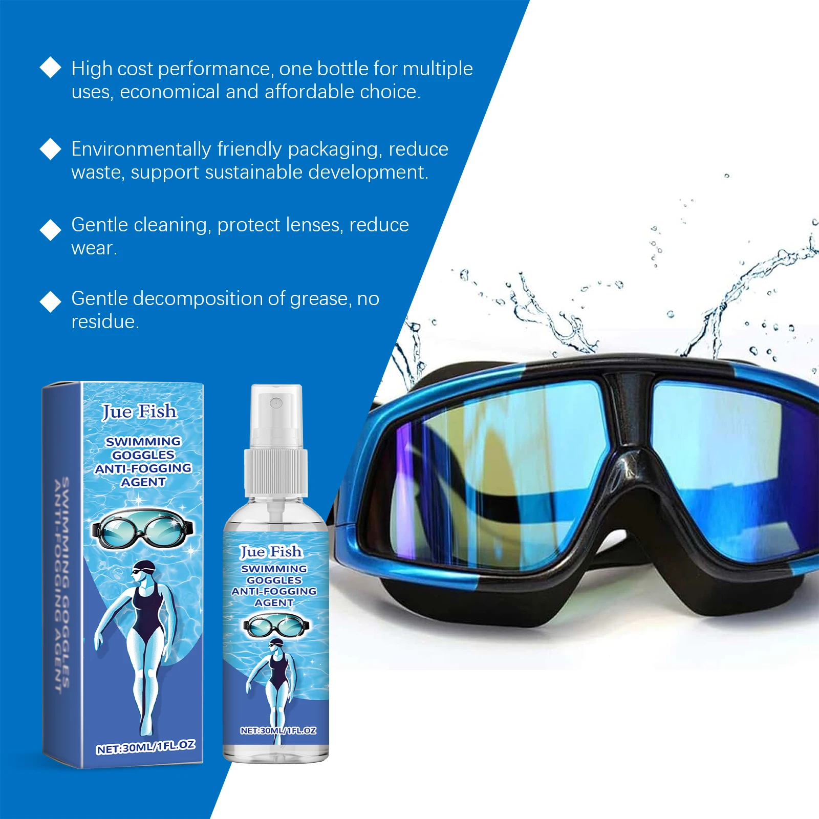 Professional Anti-Fog Spray for Goggles & Glasses Swimming & Diving Multi-Scene Prevent Fogging Clean Lens Restore Clear Vision
