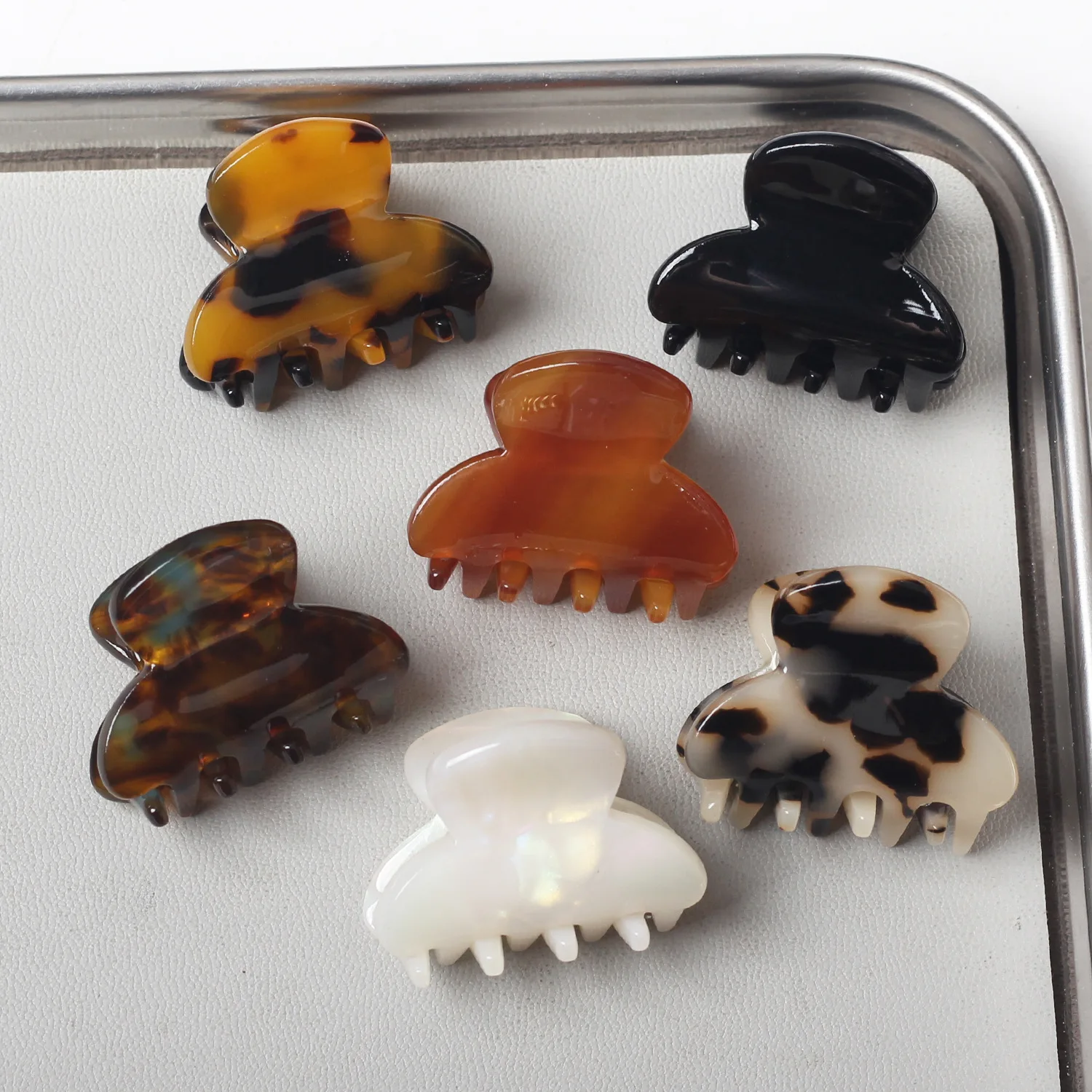 2Pcs/set Sweet Small Acetate Hair Claws Clips for Women&Girl Barrettes Crab Clamp Ponytail Hairpin Fashion Accessories