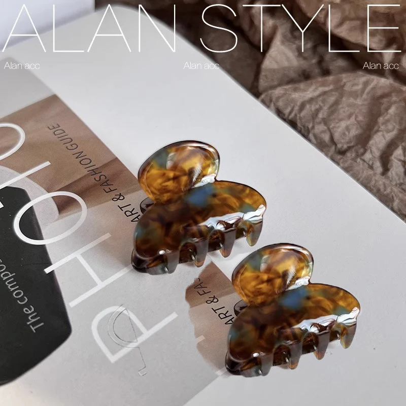 2Pcs/set Sweet Small Acetate Hair Claws Clips for Women&Girl Barrettes Crab Clamp Ponytail Hairpin Fashion Accessories