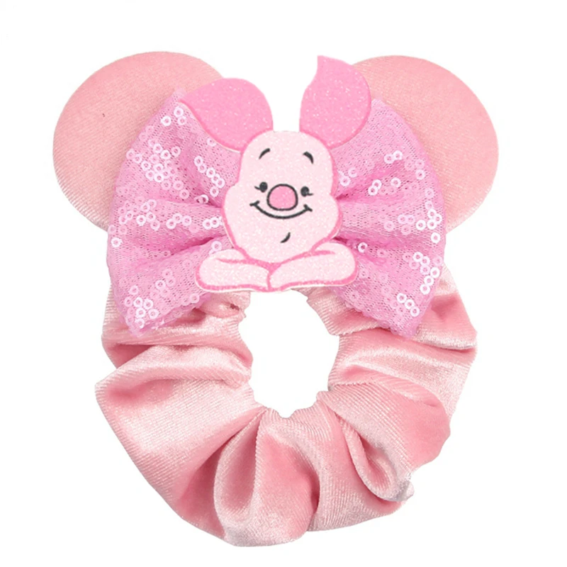 Cute Mouse Ears Velvet Scrunchies Hairband Women Elastic Ponytail Holder Girls Sequin Bow 2023 Kids Party DIY Hair Accessories
