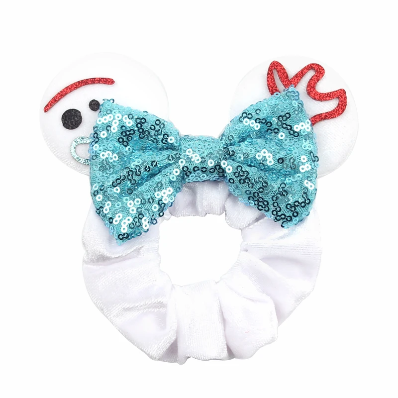Cute Mouse Ears Velvet Scrunchies Hairband Women Elastic Ponytail Holder Girls Sequin Bow 2023 Kids Party DIY Hair Accessories