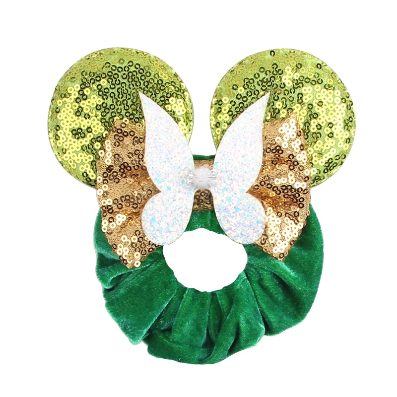 Cute Mouse Ears Velvet Scrunchies Hairband Women Elastic Ponytail Holder Girls Sequin Bow 2023 Kids Party DIY Hair Accessories
