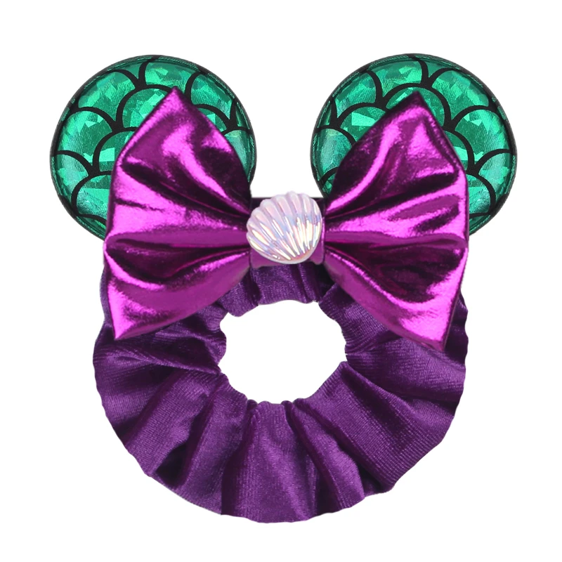 Cute Mouse Ears Velvet Scrunchies Hairband Women Elastic Ponytail Holder Girls Sequin Bow 2023 Kids Party DIY Hair Accessories