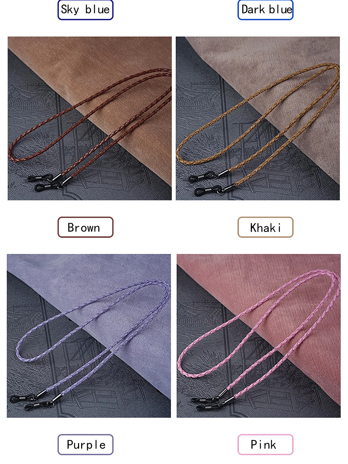1pc Women Men Glasses Leather Rope Chain Woven Glasses Lace Up Outdoor Sports Non-slip Glasses Accessorie(11 Colors for Choose)