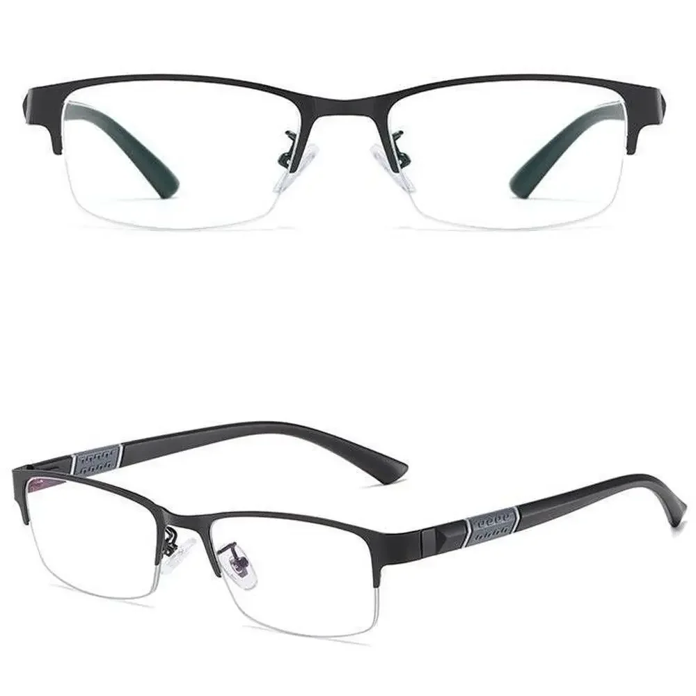 Metal Anti-blue Light Reading Glasses Farsighted Eyeglasses Men Business Eyewear Diopter 0 +1.0 +1.5 +2.0 +2.5 +3.0 +3.5 +4.0
