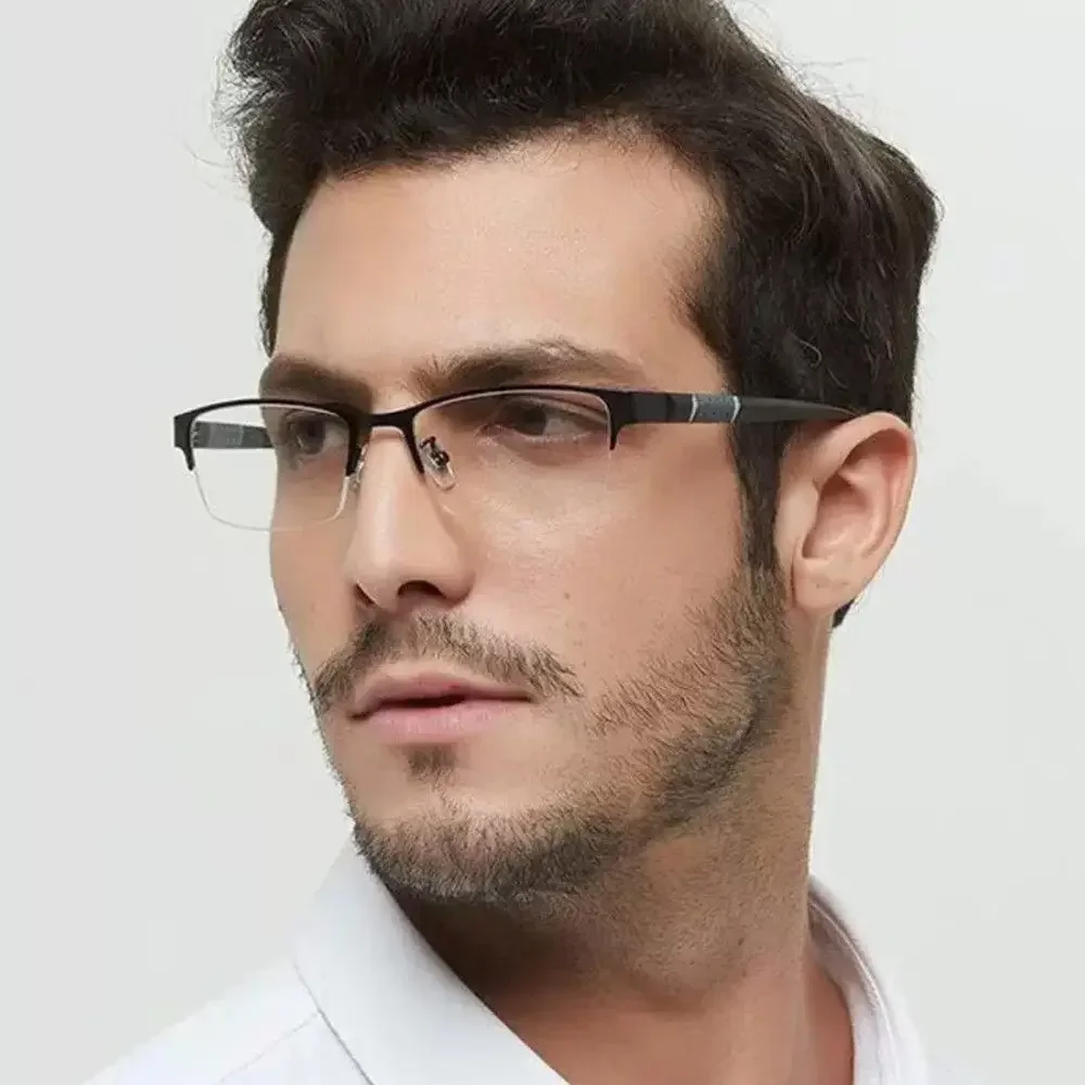 Metal Anti-blue Light Reading Glasses Farsighted Eyeglasses Men Business Eyewear Diopter 0 +1.0 +1.5 +2.0 +2.5 +3.0 +3.5 +4.0