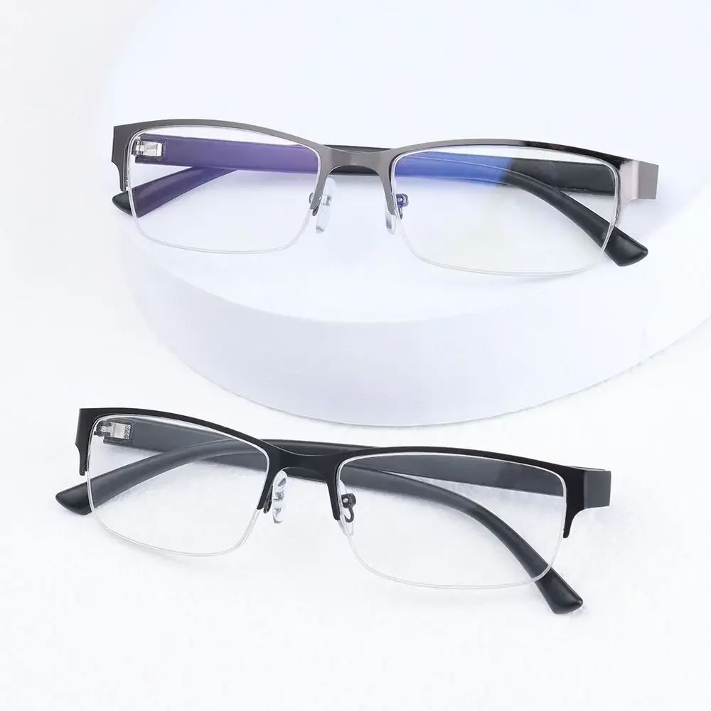Metal Anti-blue Light Reading Glasses Farsighted Eyeglasses Men Business Eyewear Diopter 0 +1.0 +1.5 +2.0 +2.5 +3.0 +3.5 +4.0