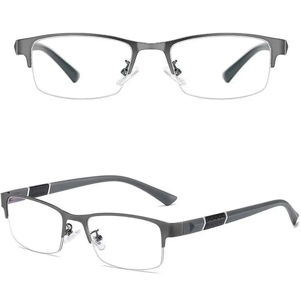 Metal Anti-blue Light Reading Glasses Farsighted Eyeglasses Men Business Eyewear Diopter 0 +1.0 +1.5 +2.0 +2.5 +3.0 +3.5 +4.0